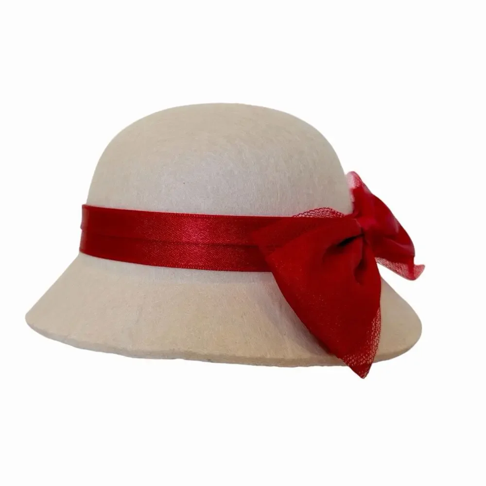 American Girl Kit Kittredge Meet Outfit Beforever Hat Cream Felt Red Ribbon
